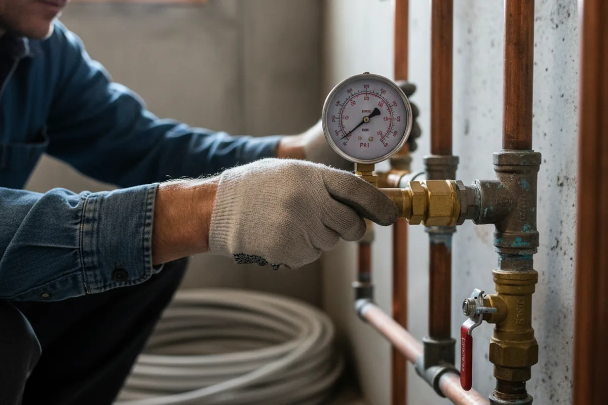 Pressure testing a repaired line during Water Line Repair in Barnesville